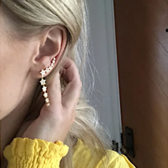 NEW ~ Anthropologie SHASHI Star Disco Climber Earrings - Picture 10 of 11